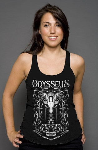 Gemini Racerback Tank tank tops Odysseus Clothing xs solid black triblend 