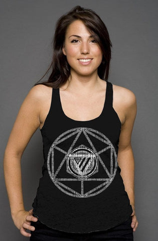 Geometrik Racerback Tank tank tops Odysseus Clothing xs solid black triblend 