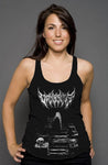 Harbinger Racerback Tank tank tops Odysseus Clothing xs solid black triblend 