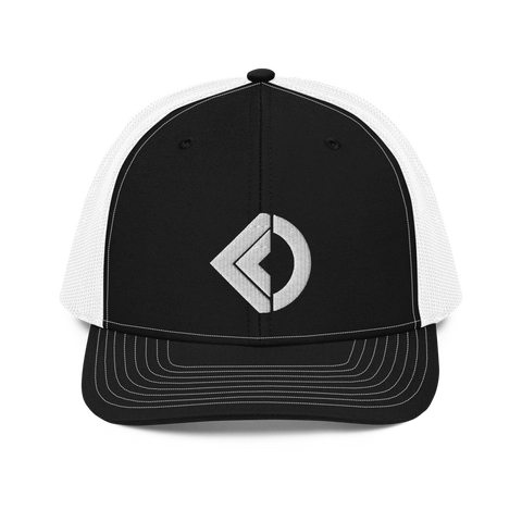 Palintonos Centered Snapback Trucker Cap Odysseus Clothing Black / White 