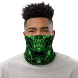 Skull Bandana Neck Gaiter Odysseus Clothing Green on Black 